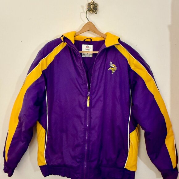 Vintage Minnesota Vikings NFL Team Jacket — Purple/Gold Full Zip — Men’s Medium - Picture 3 of 11
